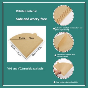 Papel de filtro de pulpa de madera desechable en forma de abanico para café, para preparación manual por goteo, con diseño de oreja colgante - Product Image 3