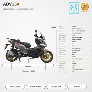 Scooter à essence monocylindre 250 cm³ refroidi par eau, 4 temps, EFI EURO 5, avec freins ABS avant et arrière, démarrage sans clé, vitesse maximale de 95 km/h - Product Image 3