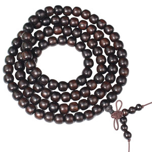 Pulsera budista de ébano con 108 cuentas, forma de barril de 7x8 mm, joyería religiosa unisex coleccionable - Product Image 5