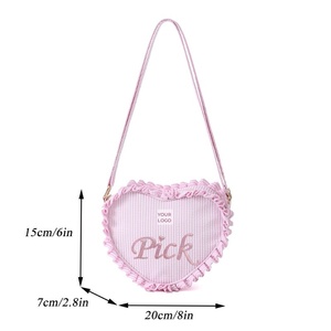 Chất lượng cao Valentines Quà Tặng vải kẻ sọc tùy chỉnh của phụ nữ trái tim <span class=keywords><strong>Tote</strong></span> Túi với dây kéo - Product Image 1