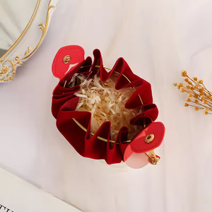 Pochette à bijoux en cuir velours FS Dynertek 9*10cm, couleur personnalisable, sac cadeau à cordon de serrage tendance pour mariage/fête - Product Image 4