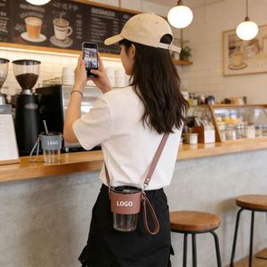 New Fashionable Pu Leather Tote 350Ml 500Ml Carry <b>Cup</b> Sleeve for Outdoor Event - Product Image 4