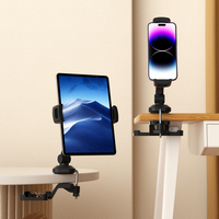 Soporte de Escritorio Metálico para Tablet y Teléfono Móvil, Ajustable, con Caja de Almacenamiento, OEM ODM, Mejor Venta