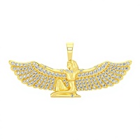 Pendentifs et breloques en diamant naturel de style vintage, argent 925 plaqué or, ailes d'ange gardien céleste personnalisées, bijoux religieux
