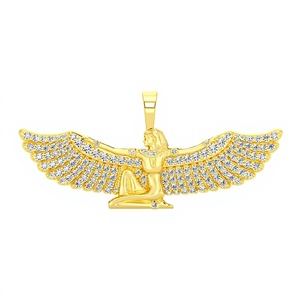 Pendentifs et breloques en diamant naturel de style vintage, argent 925 plaqué or, ailes d'ange gardien céleste personnalisées, bijoux religieux - Product Image 1