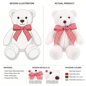 ตุ๊กตาหมีสีขาวขนนุ่ม ผูกโบว์สีแดง นั่งได้ ของเล่นนุ่มนิ่มสำหรับเด็ก ของขวัญวันคริสต์มาส ของขวัญงานเลี้ยงฉลองทารก จำนวนมาก - Product Image 2