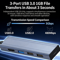 Hub USB C 5 en 1 de Aluminio, Listo para Enviar, con HDMI 2.0 4K, Carga Rápida PD de 100W, Adaptador Multipuerto para MacBook, PC, Estación de Acoplamiento