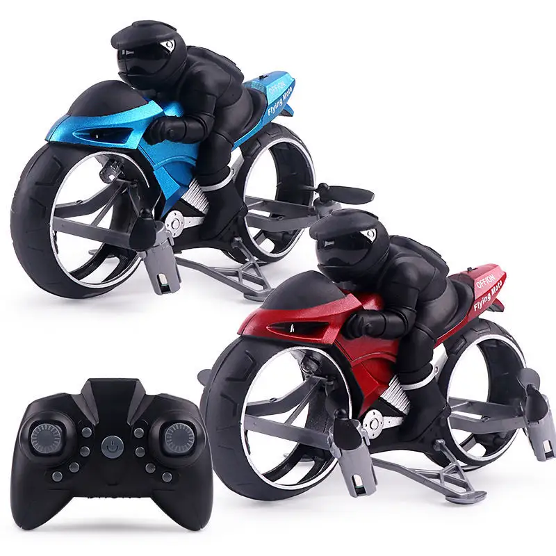 Remote Control 2 In 1 Land Air Fly Motorcycle Four-axis Drone Racing Stunt Motorcycle Toys