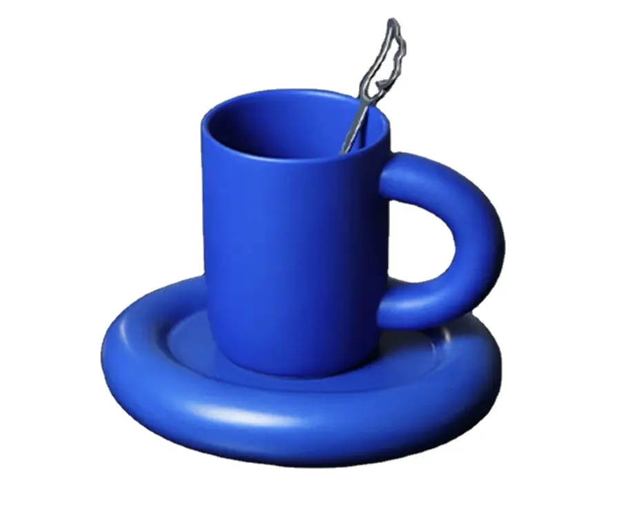 क्लेन ब्लू का मूल हाई-एंड सिरेमिक मग, उच्च सौंदर्य मूल्य वाला पानी कप, घरेलू कप और प्लेट सेट