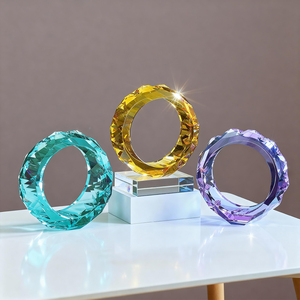 Cincin keberuntungan kristal buatan tangan yang indah tahan lama dengan ukiran Laser pesona bersinar untuk berkah dan dekorasi rumah Modern mewah - Product Image 1