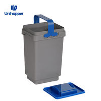Unihopper-bine de plástico para almacenamiento de cocina, papelera rectangular para reciclaje de 8L, con asas