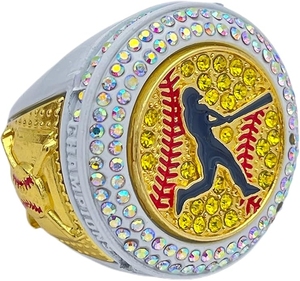 Anillos deportivos, bateador de softbol CHAMPION RING Player Award, colores surtidos y piedras preciosas Prismatic White - Product Image 1