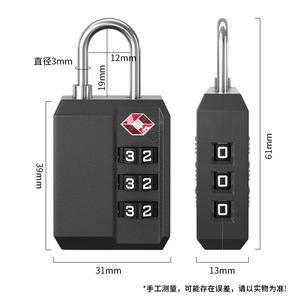 TSA Approved 3-Digit Combination Padlock ABS Plastic Travel Luggage <b>Lock</b> With Custom Logo Option - Product Image 2