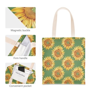 Wholesale Custom Sunflower Eco Friendly Large Capacity Reusable Shoulder Bag Grocery Tote Carry-on <b>Handbag</b> - Product Image 4
