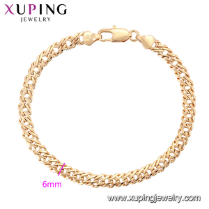 76573 <span class=keywords><strong>Xuping</strong></span> Pulseras para Hombre, Material de Joyería para Bisutería, Pulseras de <span class=keywords><strong>Oro</strong></span>, Cadena Plana de Color Dorado para Hombre - Product Image 2