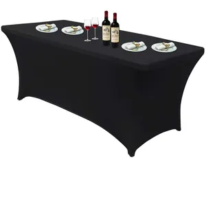 Spandex Banquet Fitted Table Cover 6ft Stretch Trade Show Tablecloth Spandex Table Linens