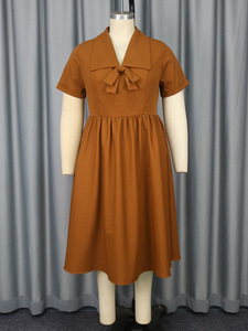 China Factory Wholesale Brown Casual <strong>Dresses</strong> Vintage <strong>Plus</strong> <strong>Size</strong> Vintage <strong>Dresses</strong> Retro <strong>1950s</strong> 60s Vintage Summer <strong>Dress</strong> - Product Image 3