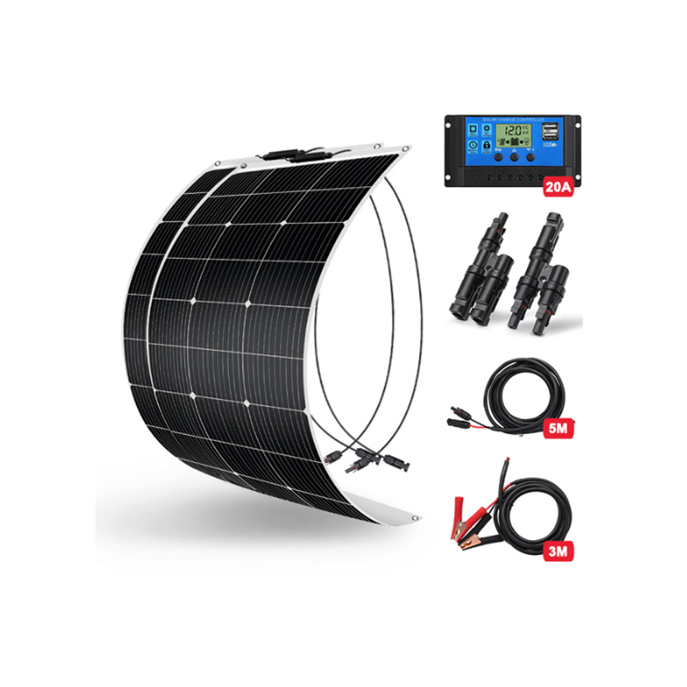 DIY RV/Boat <strong>Kits</strong> <strong>Solar</strong> System <strong>12V</strong> 100W 200W 400W <strong>Flexible</strong> <strong>Solar</strong> <strong>Panel</strong> Sets