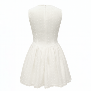 Custom Design Women's Daily Casual Slim Fit <strong>Dress</strong> White Deep V-Neck Sleeveless Hollow Lace Embroidery Ruffle Pattern <strong>Type</strong> Solid - Product Image 5
