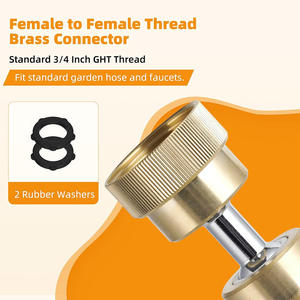 Adaptateur de <span class=keywords><strong>tuyau</strong></span> d'<span class=keywords><strong>arrosage</strong></span> en laiton de 3/4 pouce, 360 ° Connecteur femelle-femelle pivotant avec 2 rondelles, étanche aux intempéries - Product Image 5
