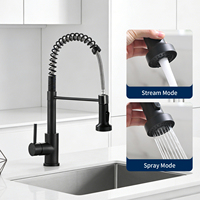 Robinet de cuisine moderne en acier inoxydable, mitigeur eau chaude/froide, monocommande, douchette extractible, montage sur plan, rotation 360°, double bec