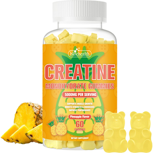 Gummies <span class=keywords><strong>à</strong></span> la Créatine Aromatisées <span class=keywords><strong>à</strong></span> l'Ananas, Gummies de Créatine Monohydrate, Compléments Musculaires pour Femmes et Hommes pour l'Exercice - Product Image 1