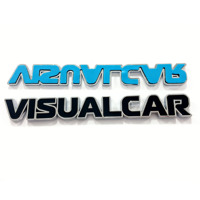 Emblema Metálico 3D Personalizado para Automóvil, Adhesivos con Logotipo VISUALCAR en Azul, Negro y Cromo, Decoración Universal para Vehículos
