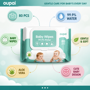Lingettes pour bébé 80 pièces 99,9% d'eau, douces et jetables, pour la peau des nouveau-nés, OEM - Product Image 3