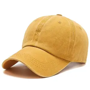 قبعات رياضية مع مشبك معدني وشعار مخصص قبعات كلاسيكية من القطن المغسول غير منظمة لرياضة البيسبول