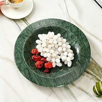 STONEKOCC Plateau à fruits en marbre vert foncé naturel de luxe moderne avec logo personnalisé, plateau de service décoratif rond haut de gamme pour table