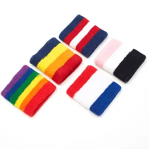 Fashion cotton Sports Wristband with Customized Embroidery Logo basketball Sweatband