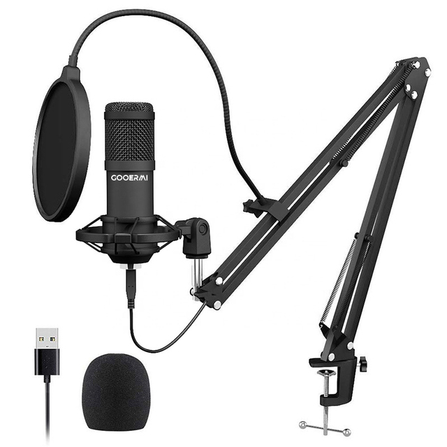 Professional USB Condenser Microphone Kit Rgb Stand for PC or Laptop Cardioid Mic for Recording Broadcasting Home Studio Gaming