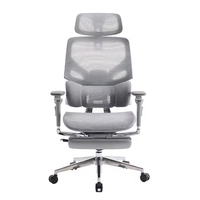 Chaise de bureau exécutive moderne en maille, design ergonomique, base en aluminium, repose-pieds, hauteur réglable, accoudoirs réglables, pivotante