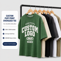 T-shirt personnalisé pour homme avec impression 3D en relief, coton lourd 200 g/m², épaules tombantes, style streetwear vintage, imprimé graphique en mousse surdimensionné