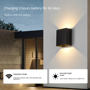 Applique Murale LED Moderne et Simple, Éclairage Haut et Bas, Design Cube, Luminaire Extérieur Décoratif, Rechargeable avec Capteur, pour Chambre Intérieure, à Batterie - Product Image 5