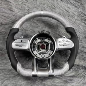 Volant pour Benz <span class=keywords><strong>AMG</strong></span> GT CLA GLB 35 45 GLB GLE <span class=keywords><strong>53</strong></span> 63 <span class=keywords><strong>AMG</strong></span> GT S 4MATIC en fibre de carbone véritable - Product Image 1
