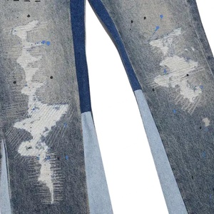 Nuevos Jeans Clásicos Rasgados para Hombre al por Mayor, Jeans Acampanados Destruidos con Pintura y Bordados, Jeans Apilados para Hombre - Product Image 5