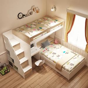 NOVA Ensembles de meubles pour chambre d'enfants <span class=keywords><strong>lit</strong></span> double haut et <span class=keywords><strong>bas</strong></span> <span class=keywords><strong>Lit</strong></span> superposé 3 <span class=keywords><strong>en</strong></span> 1 <span class=keywords><strong>en</strong></span> bois massif moderne <span class=keywords><strong>avec</strong></span> rangement - Product Image 4