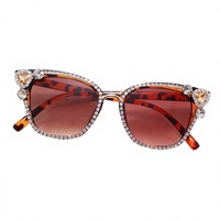 Nouveauté 2024 - Lunettes de soleil œil-de-chat tendance et uniques avec strass UV400 2065-Z, lunettes de soleil serties de diamants pour femmes
