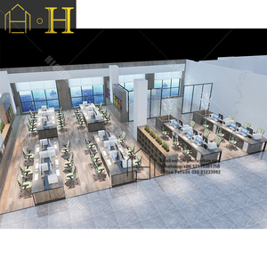 Estación de trabajo de oficina moderna, muebles con forma de <span class=keywords><strong>onda</strong></span>, escaparate, vitrinas de exhibición, centro de llamadas de madera, estación de trabajo con estantes de esquina sh - Product Image 6