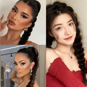 Mái tóc giả đuôi ngựa giá tốt, kiểu tết đôi bím nhỏ xinh xắn, tóc giả tết cornrows cá tính, tóc giả tết đuôi cá cao cấp dành cho nữ - Product Image 4