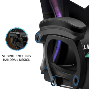 Siège ergonomique de joueur avec support lombaire réglable et repose-pieds en tissu imperméable pour PC/console de jeu - Product Image 2