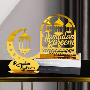 Decoración de mesa Eid Mubarak, adorno acrílico, suministros para fiestas musulmanas islámicas, estrella de Luna Dorada, adornos <span class=keywords><strong>Corban</strong></span> de mesa - Product Image 6