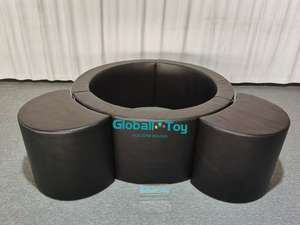 Équipement de jeu souple sur le thème de l'or et du brun, fosse à balles ronde avec escaliers, fosse à balles fleurie pour enfants - Product Image 3