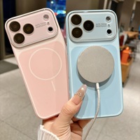 Coque antichoc souple mate en silicone liquide pour iPhone 17 16 15 Pro Max 17 Pro avec protection magnétique de l'objectif