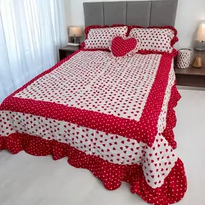 Couette Reyna avec housse, taille simple, motif cœur, literie en coton, usage domestique, toutes saisons, style classique - Product Image 3