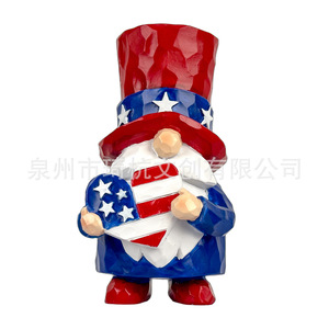 ตุ๊กตาคนแคระลายธงชาติอเมริกัน 2 ชิ้น เรซินสังเคราะห์ ของตกแต่งวันชาติอเมริกา สำหรับตกแต่งห้องนั่งเล่น ห้องนอน โต๊ะ - Product Image 5