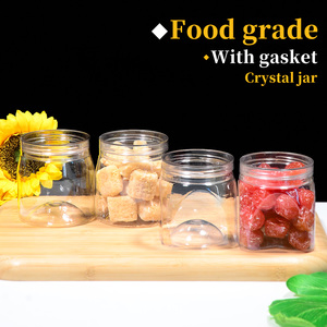 Grand pot de stockage PET de qualité alimentaire en cristal rond de 7cm de diamètre pour fruits secs fruits confits sucre vide - Product Image 2