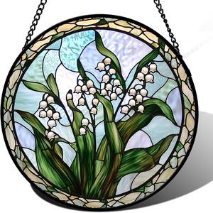 Colgante de ventana de acrílico colorido, parasol de lirios verdes blancos de flor de <span class=keywords><strong>Wally</strong></span> para la decoración del hogar de la puerta - Product Image 1