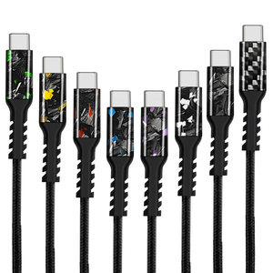 Câble de données Type-C à charge rapide 3A, en nylon tressé, avec boîtier en fibre de carbone bleu et rouge forgé, prix usine, OEM <span class=keywords><strong>iPhone</strong></span> - Product Image 5